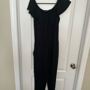 Ralph Lauren Black Short Sleeve Scoop-Neck Jumpsuit